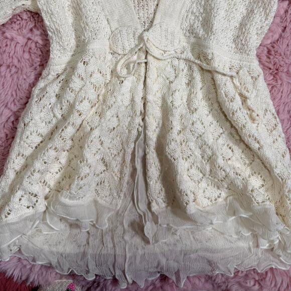 Vintage soft surroundings linen blend cream cardigan - Picture 4 of 6